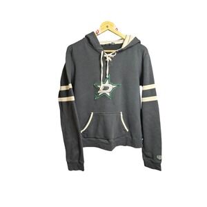 Dallas Stars NHL Hooded Sweatshirt Lace Up Front Graphic Logo Black XL